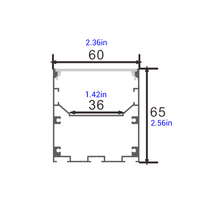 60x65mm Architectural Linear LED Lighting Ceiling Extrusion Suspended 60x65mm Architectural Linear LED Lighting Ceiling Extrusion Suspended