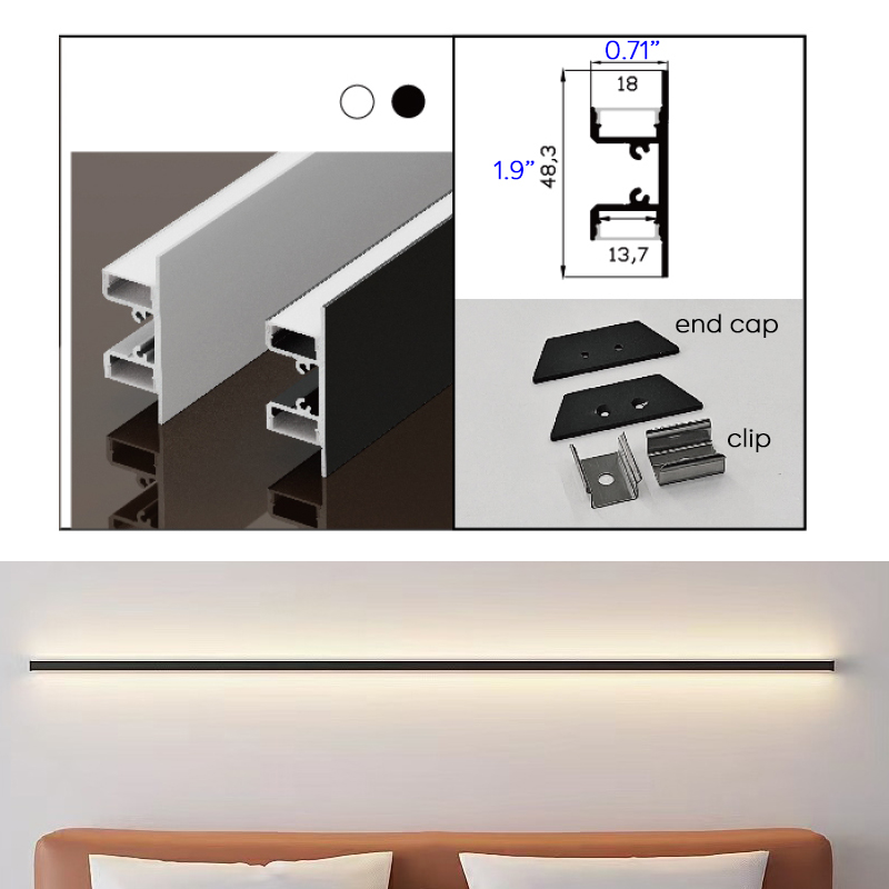 Weiß/Schwarz Up Down Leuchter Wand Montiert Streifen Licht Kanal Für 12mm LED Weiß/Schwarz Up Down Leuchter Wand Montiert Streifen Licht Kanal Für 12mm LED