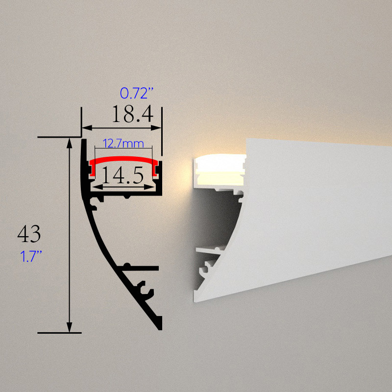 Weiße zeitgenössische kleine Up Light Crown Wandleuchte Formteil für LED-Streifen Weiße zeitgenössische kleine Up Light Crown Wandleuchte Formteil für LED-Streifen