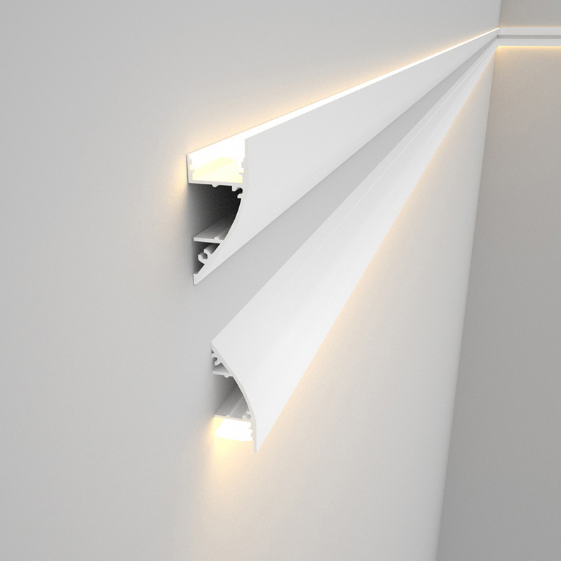 Weiße zeitgenössische kleine Up Light Crown Wandleuchte Formteil für LED-Streifen Weiße zeitgenössische kleine Up Light Crown Wandleuchte Formteil für LED-Streifen
