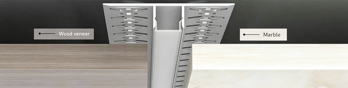 Wood Marble Transition LED Channel Installation