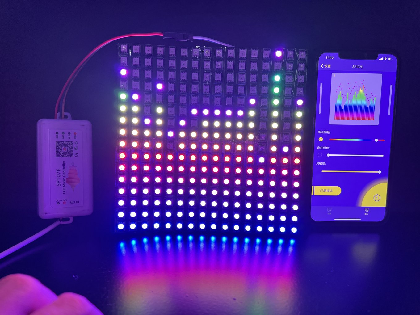 Addressable LED pixel panel driven from a phone app