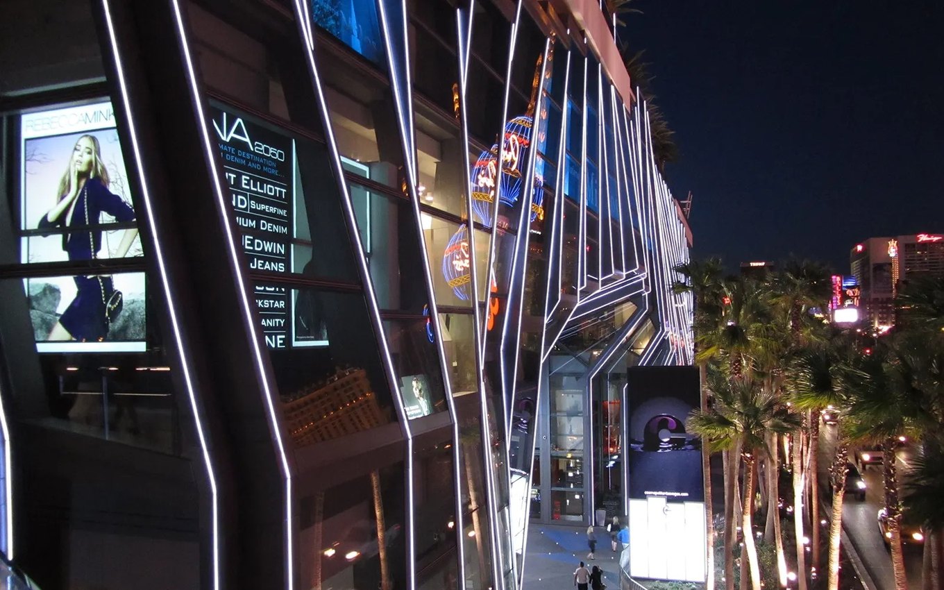LED neon flex outlining a building facade at night