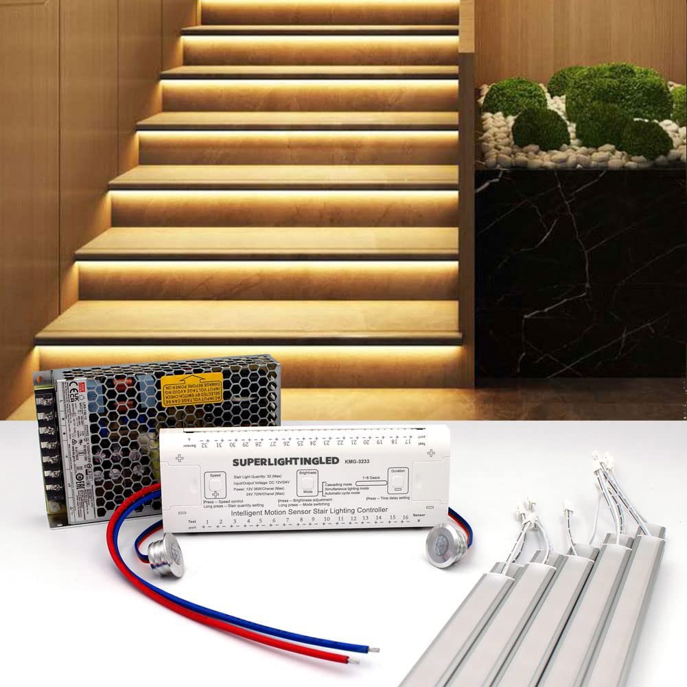 LED stair light kit: strips, controller and power supply