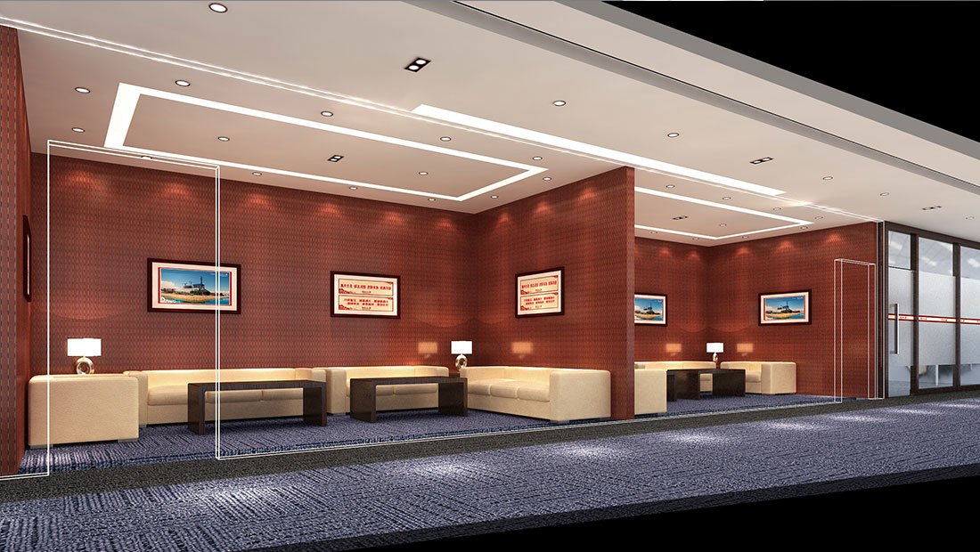 Reception area with LED strip ceiling cove