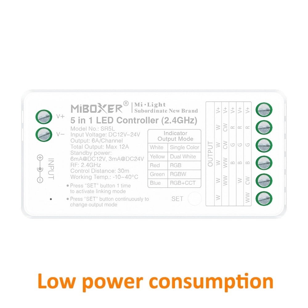 SR5L Low Power Consumption 5-in-1 LED Controller DC12-24V 2.4GHz RF