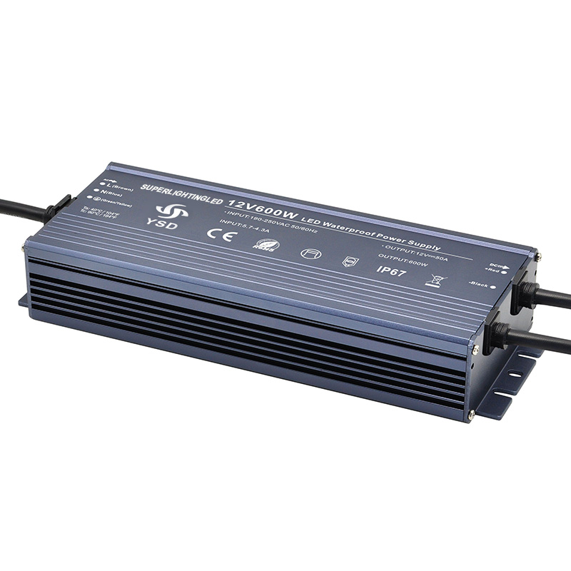 AC220V 600W50A DC12V Ultra tenký venkovní vodotěsný LED zdroj s konstantním napětím IP67 pro venkovní vodotěsná LED světla