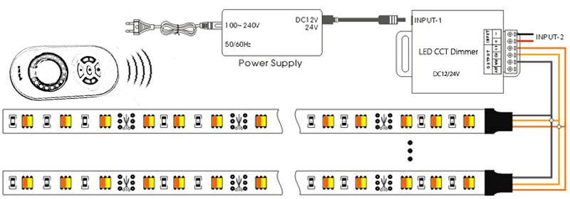 how to connect dual white led strips