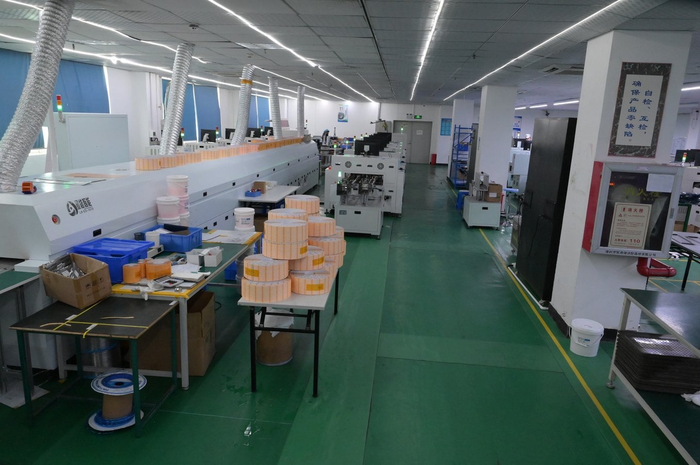 Finished LED strip reels waiting for the aging test
