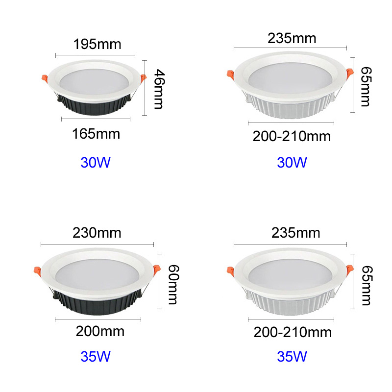 IP65 External Large Recessed Downlights Size
