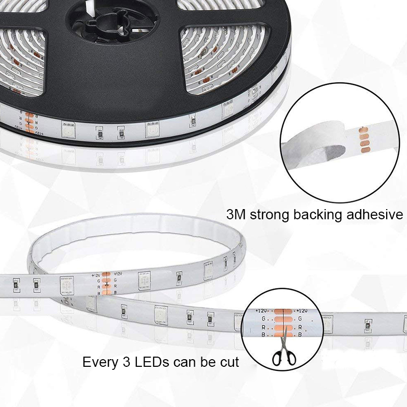 DC12V 16.4ft/5m 60LEDs/m 5050 44 Tasten RF-Fernbedienung LED-Streifenlicht-Kit, Lichtstreifen mit wechselnder Farbe DC12V 16.4ft/5m 60LEDs/m 5050 44 Tasten RF-Fernbedienung LED-Streifenlicht-Kit, Lichtstreifen mit wechselnder Farbe