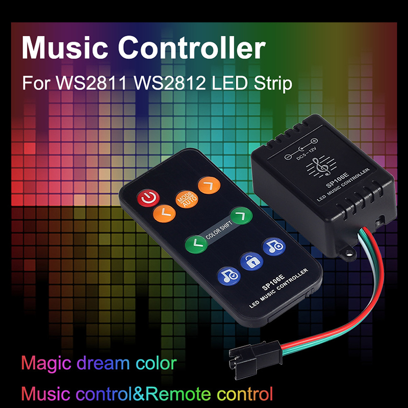5M 10M SP601E RF Music Control Dream Color 12V WS2811 30LED/M RGB LED Strip kit 