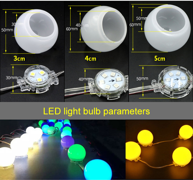 DC12/24V Průměr 3/4/5cm 5050SMD Jedno/plnobarevné LED žárovkové světlo Pixelový modul Venkovní voděodolné IP67 bodové LED pixelové světlo se stínidlem-40 světel na prodej DC12/24V Průměr 3/4/5cm 5050SMD Jedno/plnobarevné LED žárovkové světlo Pixelový modul Venkovní voděodolné IP67 bodové LED pixelové světlo se stínidlem-40 světel na prodej
