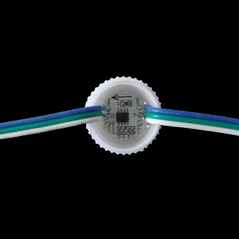 DC12V Durchmesser 2.6 cm 5050SMD UCS1903/DMX512 Pixelmodul Vollfarbige, von außen gesteuerte, laufende Pferdelampe, Wasserverlauf, Verfolgungsjagd, Türkopf, für den Außenbereich, wasserdicht, IP67, programmierbares digitales LED-Punktlicht, Pixellicht