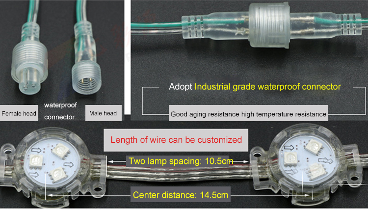 DC12V Diameter 3cm 2835/5050SMD Single color Pixel Module Outdoor  Waterproof IP67 Point Light Led Pixel Light