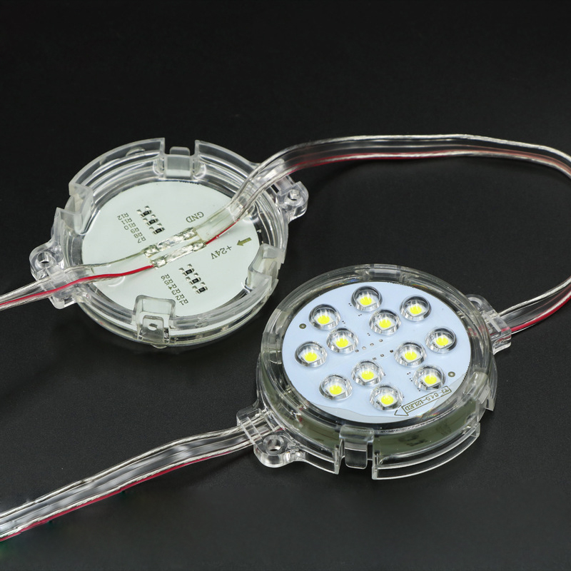 DC24V Durchmesser 8 cm 5050SMD Einfarbiges Pixelmodul für den Außenbereich, wasserdicht, IP67, Punktlicht, LED-Pixellicht – 10 Stück/Kette