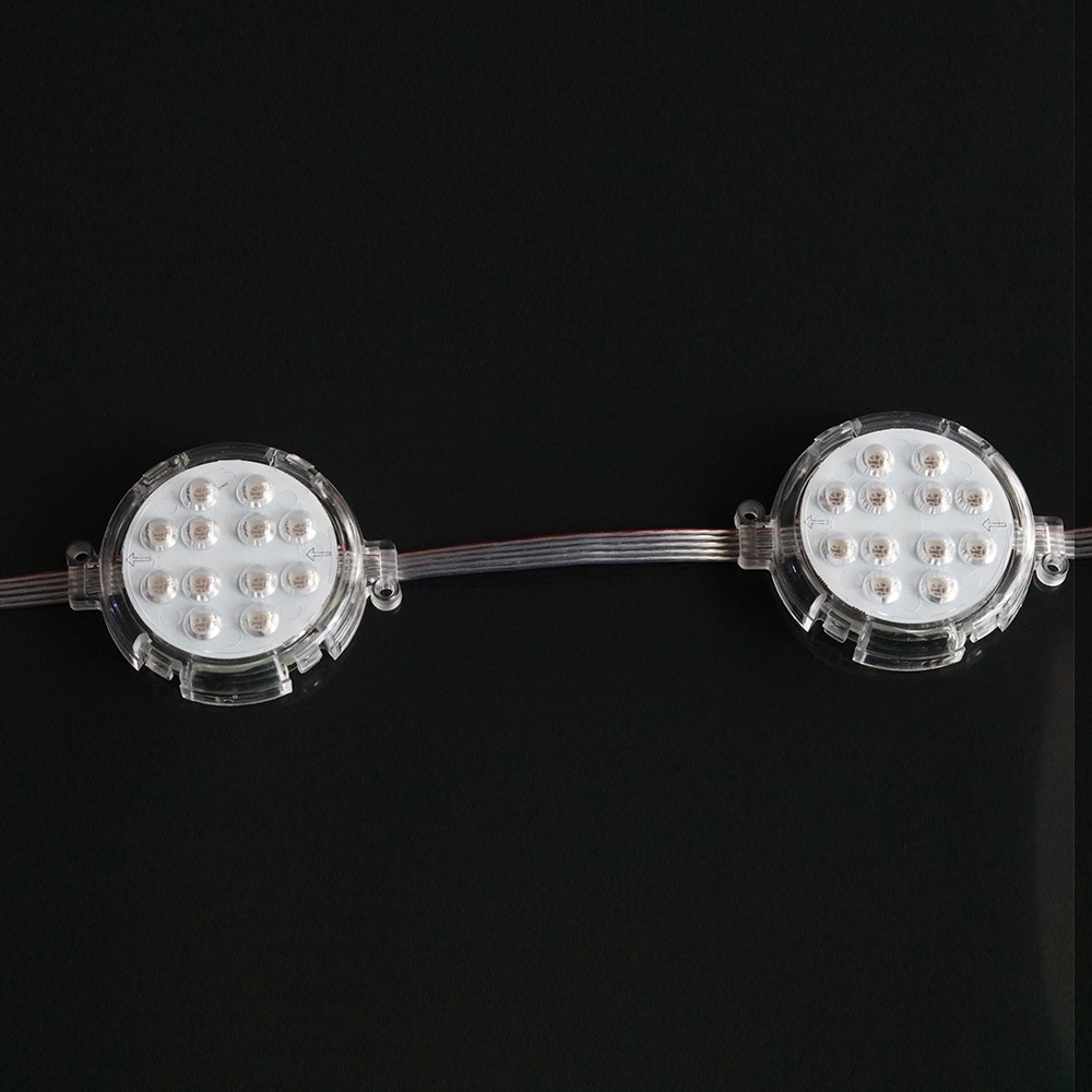 DC24V Durchmesser 8 cm 5050SMD UCS1903/DMX512 Pixelmodul Vollfarbige, von außen gesteuerte, laufende Pferdelampe, Wasserverlauf, Verfolgungsjagd, Türkopf, für den Außenbereich, wasserdicht, IP67, programmierbares digitales LED-Punktlicht, Pixellicht – 10 Stück/Kette