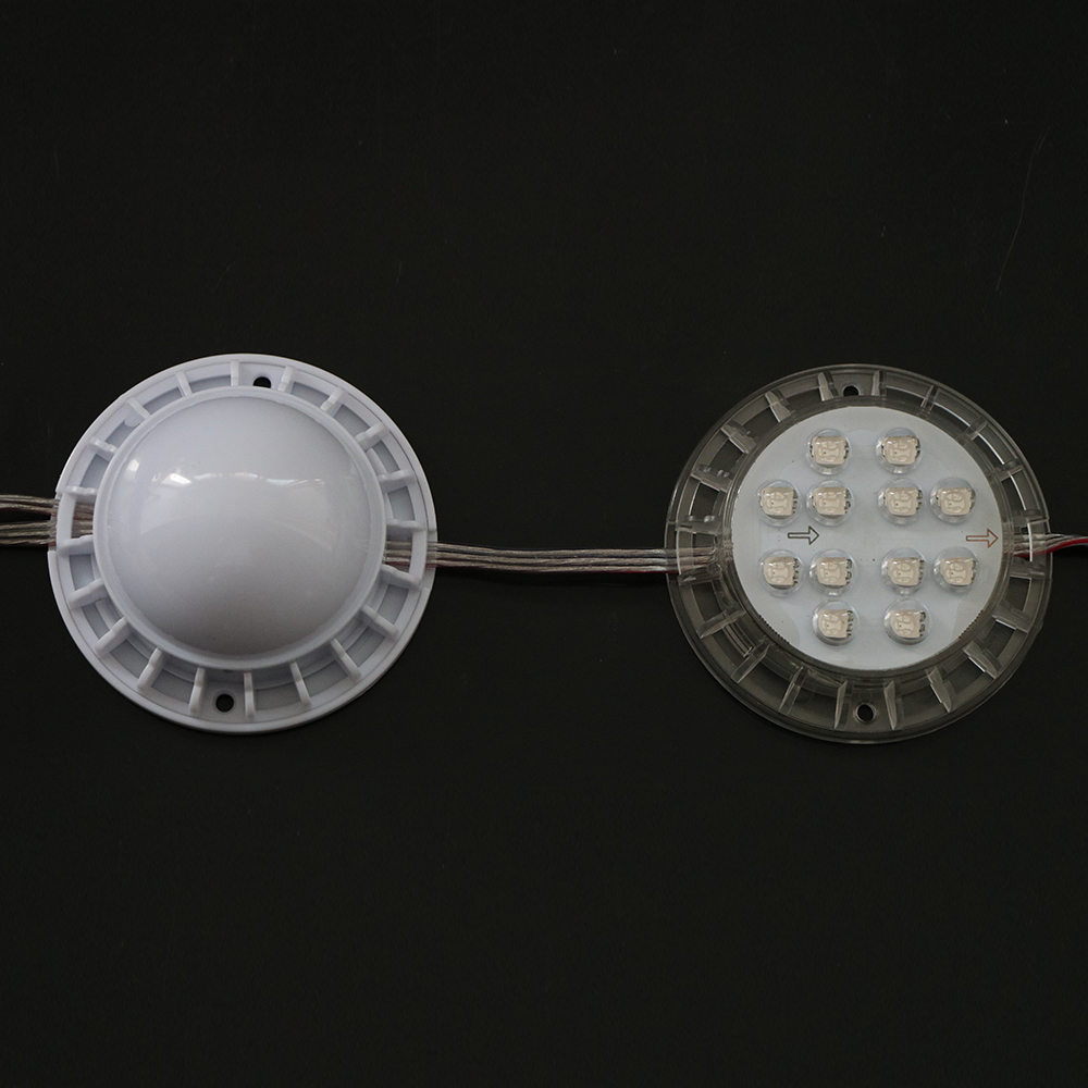 DC24V Durchmesser 8 cm 5050SMD UCS1903/DMX512 Pixelmodul Vollfarbige, von außen gesteuerte, laufende Pferdelampe, Wasserverlauf, Verfolgungsjagd, Türkopf, für den Außenbereich, wasserdicht, IP67, programmierbares digitales LED-Punktlicht, Pixellicht – 10 Stück/Kette