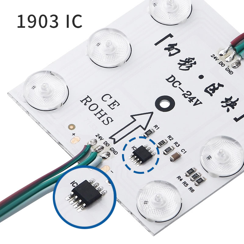 DC24V 175° Diffuse Reflexion Dünnes adressierbares RGB-LED-Modullicht 70*70mm, 20 Stück/String DC24V 175° Diffuse Reflexion Dünnes adressierbares RGB-LED-Modullicht 70*70mm, 20 Stück/String