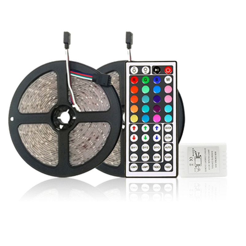 DC12V 32.8 stop/10M 60LEDs/M 3528RGB Epoxidová flexibilní sada dekorativních LED světelných proužků do auta stmívatelná pomocí dálkového ovladače