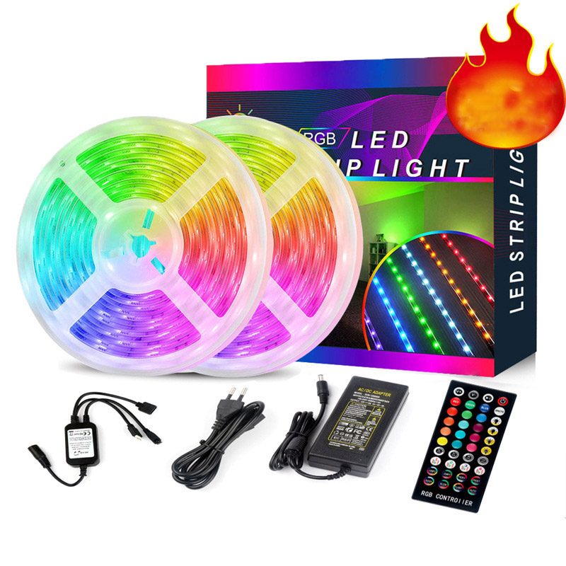 DC12V 5050RGB 16.4ft/5M Bluetooth-LED-Lichtleisten-Set, 30LEDs/M, Timing-Dimmung Buntes, flexibles Pferderennen-Lichtband