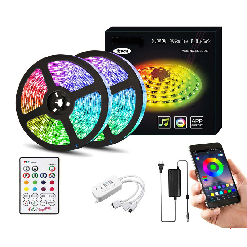 DC12V 16.4ft/5M 5050RGB Bluetooth APP Intelligentes LED-Streifenlicht-Kit, 30LEDs/M, Voice Marquee Multi Colorful Light Strip DC12V 16.4ft/5M 5050RGB Bluetooth APP Intelligentes LED-Streifenlicht-Kit, 30LEDs/M, Voice Marquee Multi Colorful Light Strip