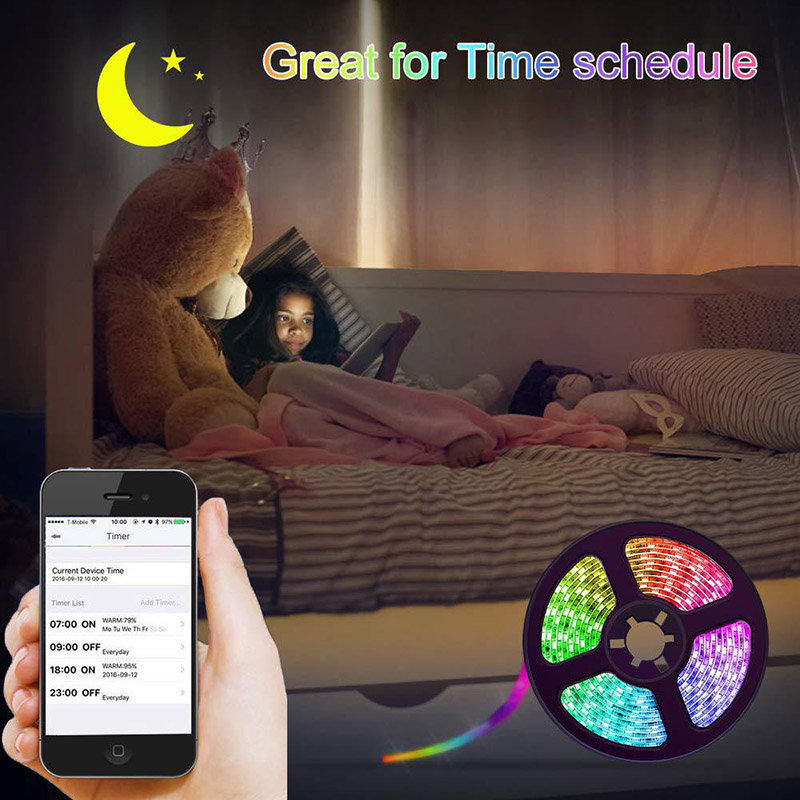 DC12V 16.4ft/5M 5050RGB Bluetooth APP Intelligentes LED-Streifenlicht-Kit, 30LEDs/M, Voice Marquee Multi Colorful Light Strip DC12V 16.4ft/5M 5050RGB Bluetooth APP Intelligentes LED-Streifenlicht-Kit, 30LEDs/M, Voice Marquee Multi Colorful Light Strip