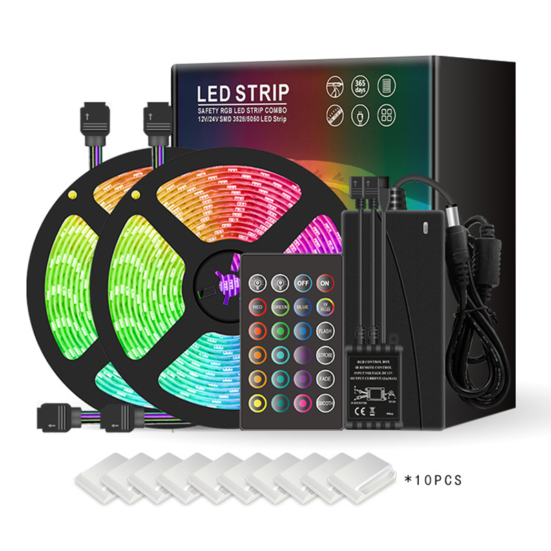DC12V 32.8 stop/10M 5050RGB Flexibilní stmívatelná sada světelných pásů LDE, 30 LED/M, vícebarevný světelný pás