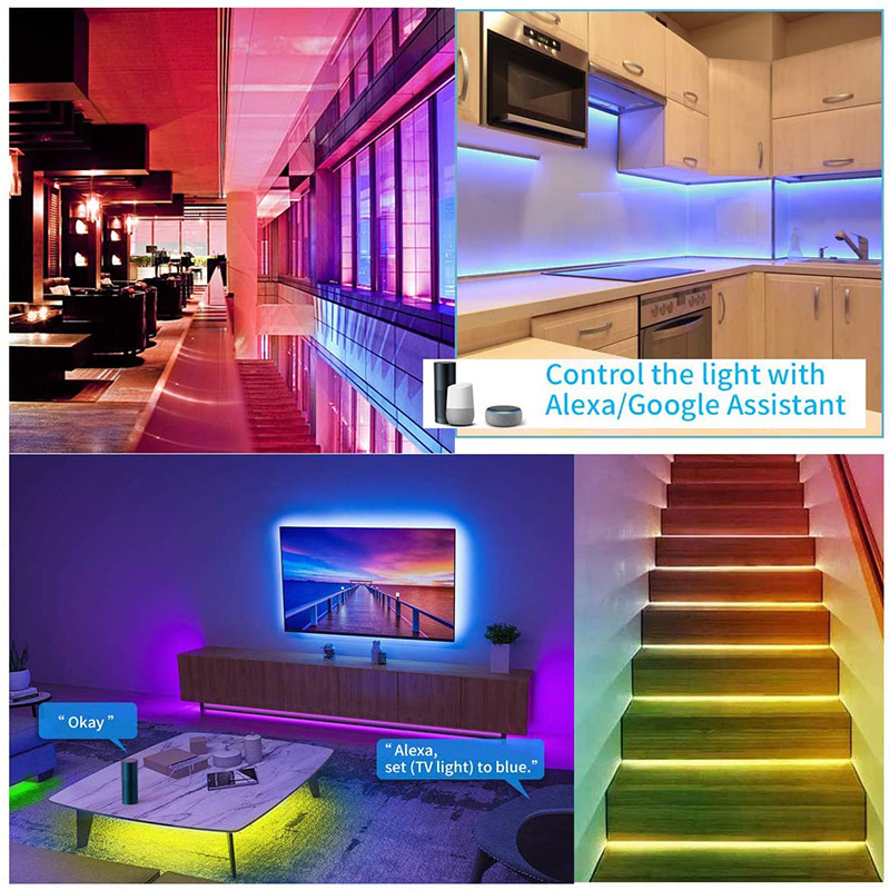 DC12V 16.4ft/5M 5050RGB WIFI Smart App Control LED Lichtleiste Kit mit 44 Tasten Infrarot-Fernbedienung, 30LEDs/M, dimmbare Farblichtleiste DC12V 16.4ft/5M 5050RGB WIFI Smart App Control LED Lichtleiste Kit mit 44 Tasten Infrarot-Fernbedienung, 30LEDs/M, dimmbare Farblichtleiste