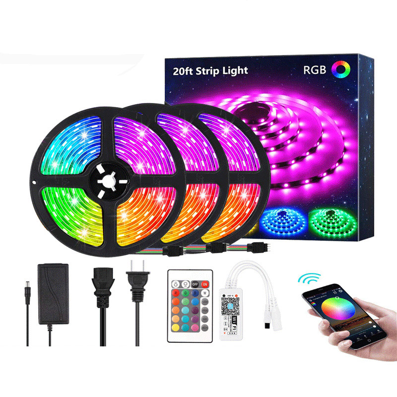 DC12V 5050RGB 16.4ft/5M 60LEDs/M Wifi Symphony Music Bluetooth Flexibles LED-Lichtleisten-Set