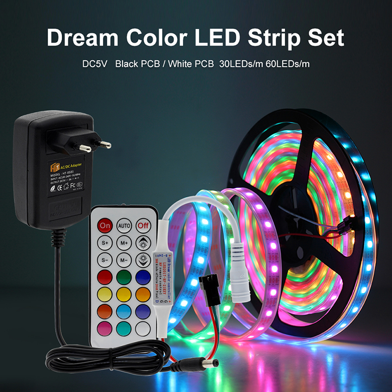5V 5050 RGBIC WS2812B adressierbares LED-Streifenlicht-Set mit Fernbedienung, 3.28 Fuß/1 m 5V 5050 RGBIC WS2812B adressierbares LED-Streifenlicht-Set mit Fernbedienung, 3.28 Fuß/1 m