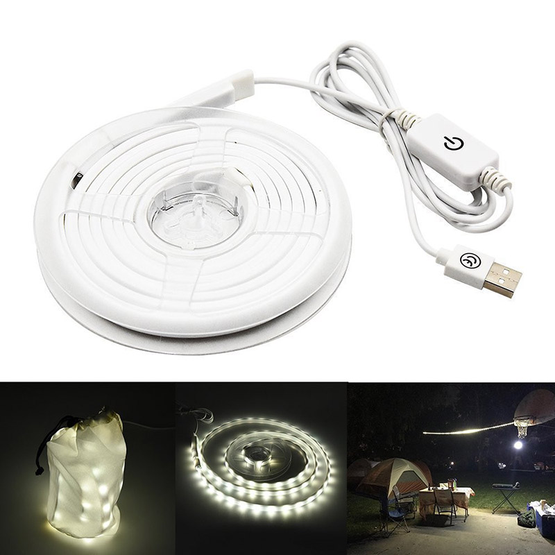 LumenBasic Camping LED Light Strip for Outdoors Actvities Hiking RV -  Dimmable Switch, Waterproof, USB powered String Lights - Light Rope 5ft -  LumenBasic