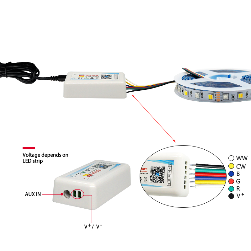 DC12V 16.4ft/5M 5050SMD RGB+CCT Tuya Smart Flexibles LED-Streifenlicht-Kit, 60LEDs/M, funktioniert mit Alexa und Google Assistant DC12V 16.4ft/5M 5050SMD RGB+CCT Tuya Smart Flexibles LED-Streifenlicht-Kit, 60LEDs/M, funktioniert mit Alexa und Google Assistant