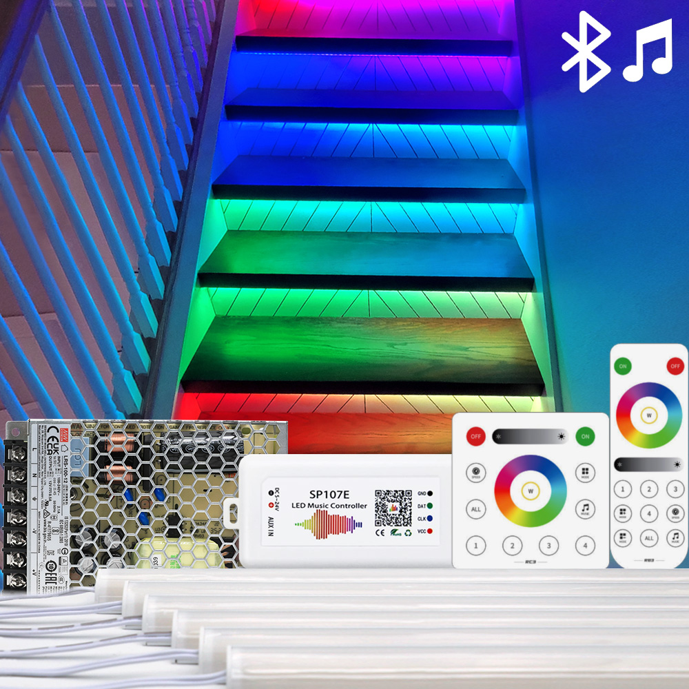 Bluetooth APP Musikgesteuertes Color Chase LED-Treppenstufenbeleuchtungsset