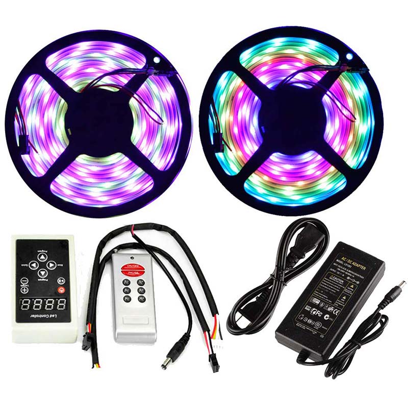 Firsts 32.8 Fuß Dream Magic Colors RGB-LED-Streifenlichter, adressierbar, WS 2811 ICS-Steuerung, 5050 SMD, wasserdicht, optional + RF-Fernbedienung + 6 A Netzteil (10 m, 32.8 Fuß Komplettset)