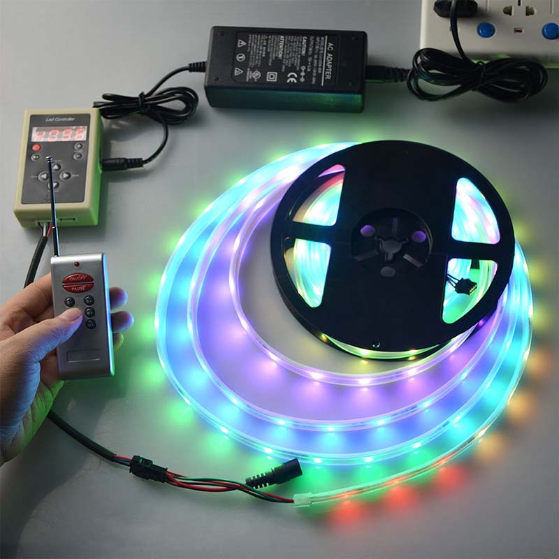 Firsts 32.8 Fuß Dream Magic Colors RGB-LED-Streifenlichter, adressierbar, WS 2811 ICS-Steuerung, 5050 SMD, wasserdicht, optional + RF-Fernbedienung + 6 A Netzteil (10 m, 32.8 Fuß Komplettset) Firsts 32.8 Fuß Dream Magic Colors RGB-LED-Streifenlichter, adressierbar, WS 2811 ICS-Steuerung, 5050 SMD, wasserdicht, optional + RF-Fernbedienung + 6 A Netzteil (10 m, 32.8 Fuß Komplettset)