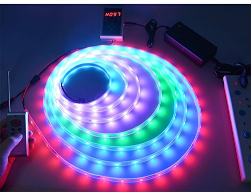 Firsts 32.8 Fuß Dream Magic Colors RGB-LED-Streifenlichter, adressierbar, WS 2811 ICS-Steuerung, 5050 SMD, wasserdicht, optional + RF-Fernbedienung + 6 A Netzteil (10 m, 32.8 Fuß Komplettset) Firsts 32.8 Fuß Dream Magic Colors RGB-LED-Streifenlichter, adressierbar, WS 2811 ICS-Steuerung, 5050 SMD, wasserdicht, optional + RF-Fernbedienung + 6 A Netzteil (10 m, 32.8 Fuß Komplettset)