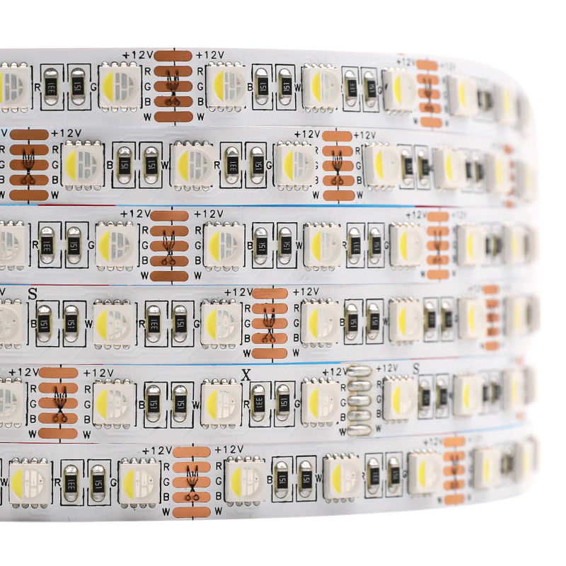 12V 10mm 72 LED/m 5050 RGBW 4v1 LED pásek 360 sv.