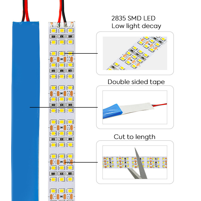 2835 Bílý třířadý LED pásek