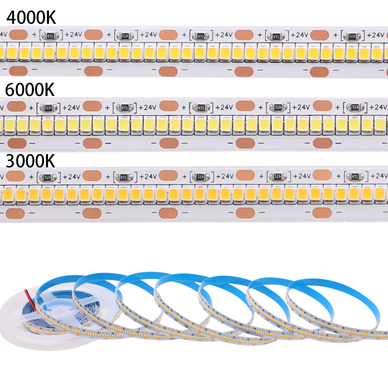 24V White Extra Bright LED Strip Lights 10mm 2100 SMD2025 LEDs 16ft