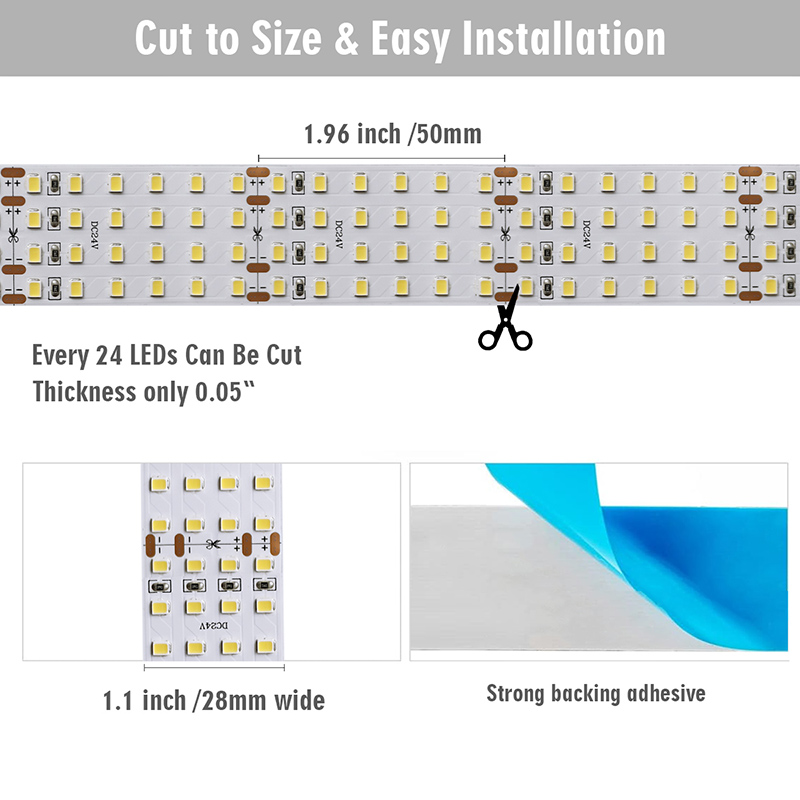 Světově nejjasnější čtyřřadá flexibilní LED pásková světla - DC24V 2835 bílá LED páskové světlo s vysokým CRI pro průmyslové LED osvětlení a fotografické osvětlení (1 m/3.28\' denní bílá) Světově nejjasnější čtyřřadá flexibilní LED pásková světla - DC24V 2835 bílá LED páskové světlo s vysokým CRI pro průmyslové LED osvětlení a fotografické osvětlení (1 m/3.28\' denní bílá)