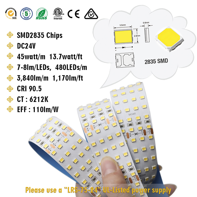 Světově nejjasnější čtyřřadá flexibilní LED pásková světla - DC24V 2835 bílá LED páskové světlo s vysokým CRI pro průmyslové LED osvětlení a fotografické osvětlení (1 m/3.28\' denní bílá) Světově nejjasnější čtyřřadá flexibilní LED pásková světla - DC24V 2835 bílá LED páskové světlo s vysokým CRI pro průmyslové LED osvětlení a fotografické osvětlení (1 m/3.28\' denní bílá)