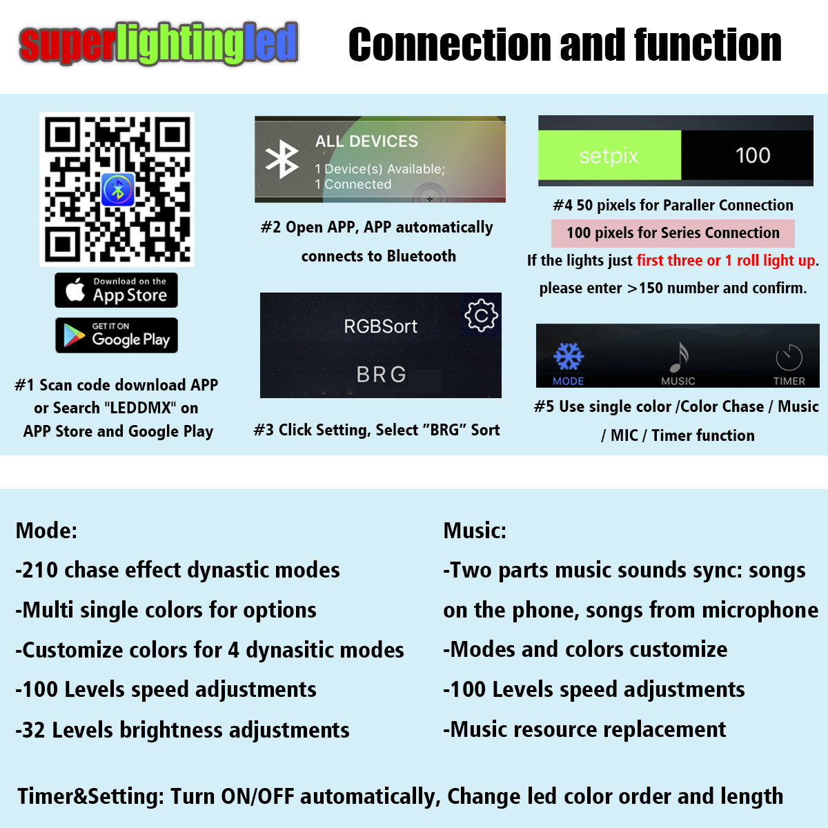 Neues, verbessertes 32.8 Fuß/10 Meter langes, digital adressierbares, flexibles RGB-LED-Streifenlicht-Set mit Dream Color Chasing, DC12V 300LEDs Bluetooth-Musik-Controller, für Zuhause, Party, Dachvorsprünge, Autodekoration Neues, verbessertes 32.8 Fuß/10 Meter langes, digital adressierbares, flexibles RGB-LED-Streifenlicht-Set mit Dream Color Chasing, DC12V 300LEDs Bluetooth-Musik-Controller, für Zuhause, Party, Dachvorsprünge, Autodekoration