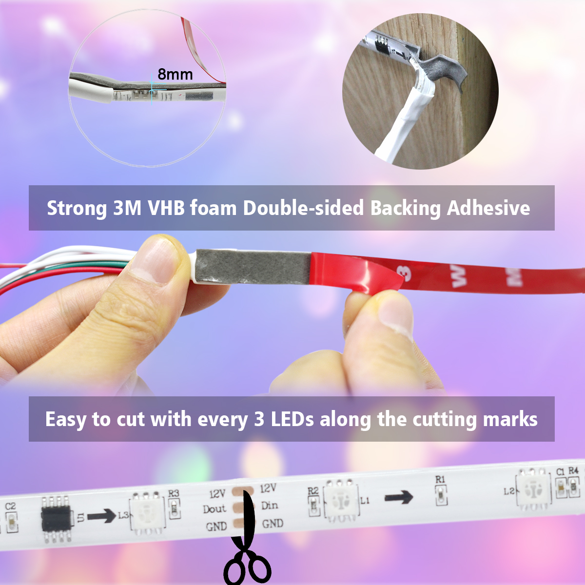 Neues, verbessertes 32.8 Fuß/10 Meter langes, digital adressierbares, flexibles RGB-LED-Streifenlicht-Set mit Dream Color Chasing, DC12V 300LEDs Bluetooth-Musik-Controller, für Zuhause, Party, Dachvorsprünge, Autodekoration Neues, verbessertes 32.8 Fuß/10 Meter langes, digital adressierbares, flexibles RGB-LED-Streifenlicht-Set mit Dream Color Chasing, DC12V 300LEDs Bluetooth-Musik-Controller, für Zuhause, Party, Dachvorsprünge, Autodekoration