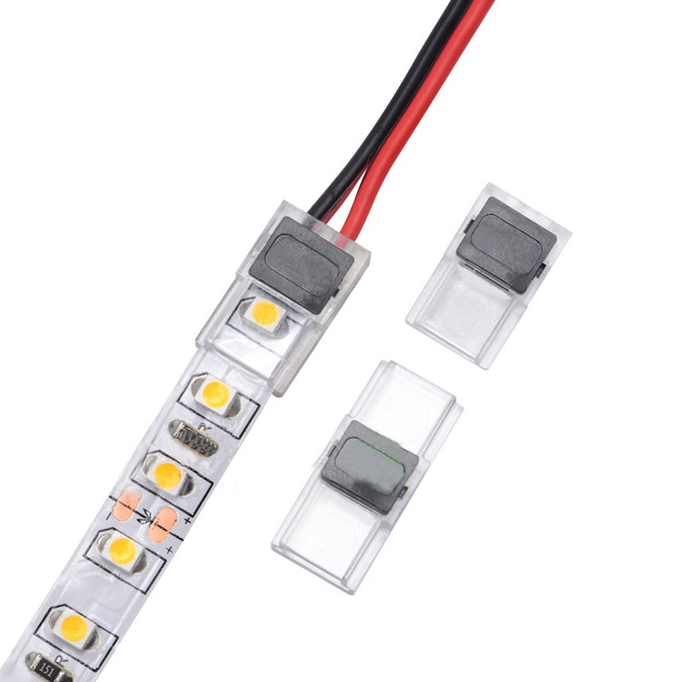 3528 8 mm 2-polige, lötfreie Schnellverbinder-Stoßschnalle, geeignet für einfarbige LED-Lichtleisten mit unbestückter Platine 3528 8 mm 2-polige, lötfreie Schnellverbinder-Stoßschnalle, geeignet für einfarbige LED-Lichtleisten mit unbestückter Platine