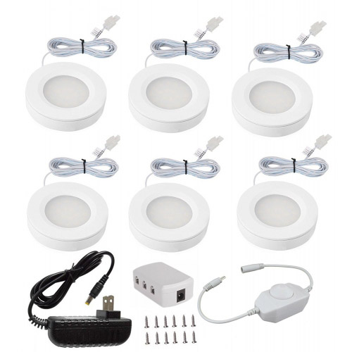 DC12V 2W/PCS 6PCS Denní světlo/teplá bílá LED sada osvětlení pod skříň, s otočným stmívačem DC12V 2W/PCS 6PCS Denní světlo/teplá bílá LED sada osvětlení pod skříň, s otočným stmívačem