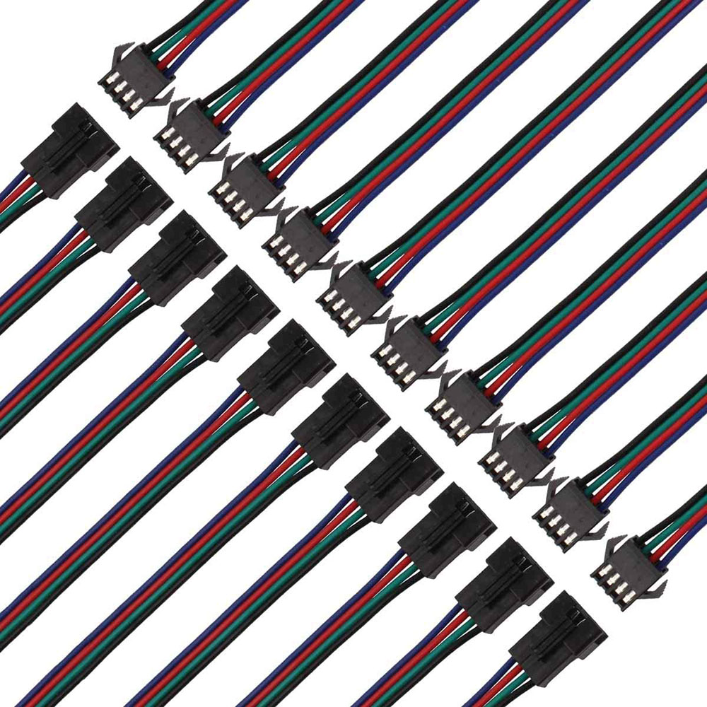 10 Pares 4pin JST SM Hembramacho Conectores 5.9 In 22AWG Cable Para RGB 5050 3528 Apa02 Ws2815 Ws2813 Led Tira De Luz