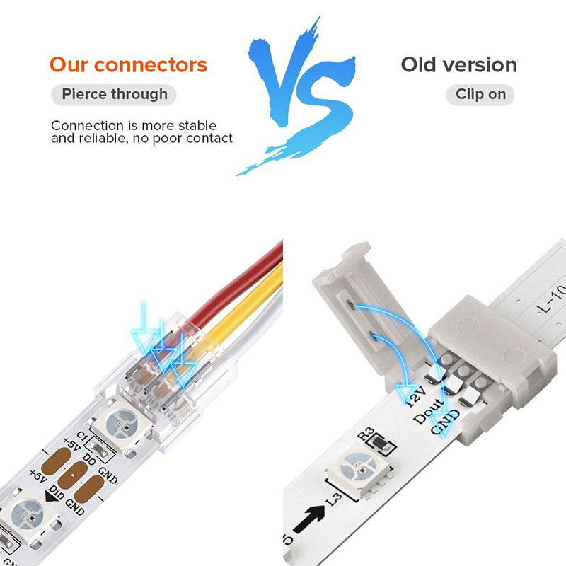 Conector Tira LED SMD5050 10Mm RGB 4 Vías Doble 12/24VDC