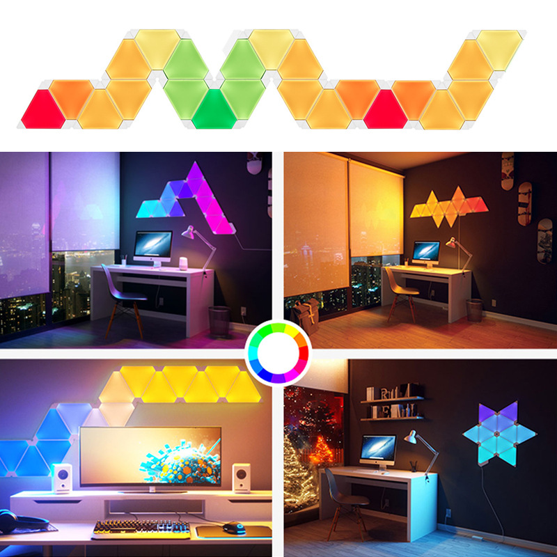 9er-Pack APP-Voice-Touch-Bluetooth-Steuerung, gleichseitiges Dreieck, vollfarbige adressierbare Panels, Quantum-Lampe, DIY Smart Odd Light-Wandpaneel, geeignet für Smart Home, Bar, KTV, Outdoor 9er-Pack APP-Voice-Touch-Bluetooth-Steuerung, gleichseitiges Dreieck, vollfarbige adressierbare Panels, Quantum-Lampe, DIY Smart Odd Light-Wandpaneel, geeignet für Smart Home, Bar, KTV, Outdoor