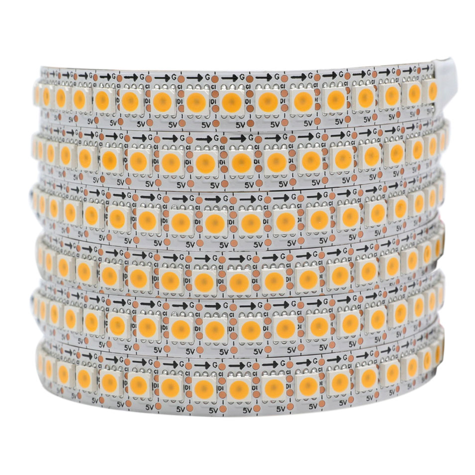 APA102 DC5V 144LED/m programovatelný LED světelný pás teplý bílý – 1m/3.28ft na roli